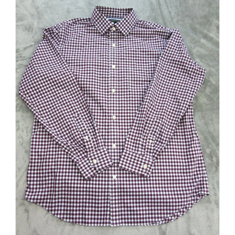 Banana Republic Shirt Men's Large Classic Fit Geometric Red Preppy Non-Iron